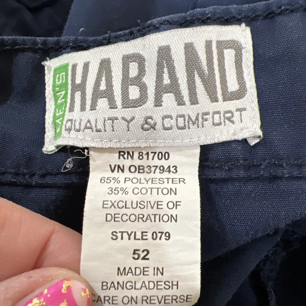 Mens VTG HABAND Size 52 casual Navy Blue Cargo‎ Shorts Vintage Stretch